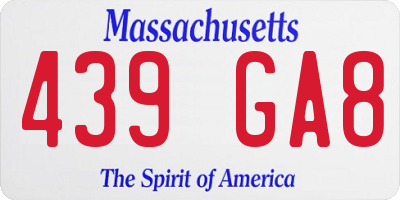 MA license plate 439GA8