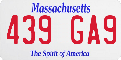 MA license plate 439GA9