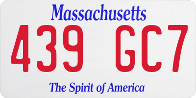 MA license plate 439GC7