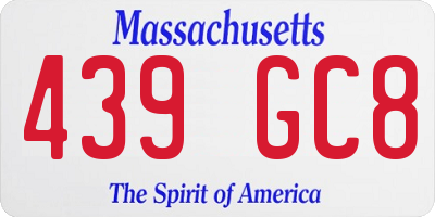 MA license plate 439GC8