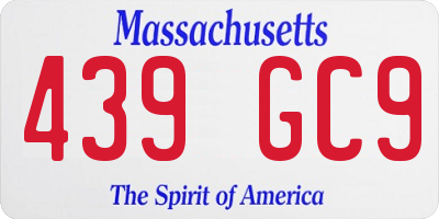 MA license plate 439GC9