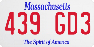 MA license plate 439GD3
