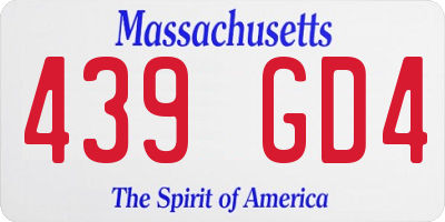 MA license plate 439GD4
