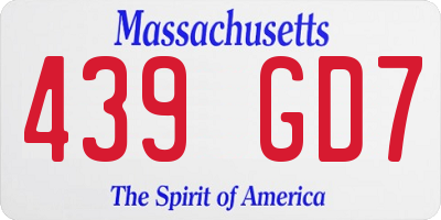 MA license plate 439GD7