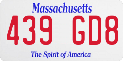 MA license plate 439GD8