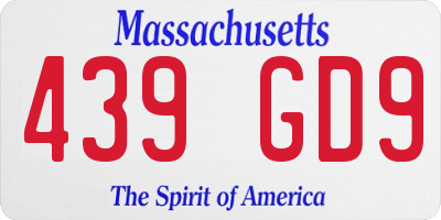 MA license plate 439GD9