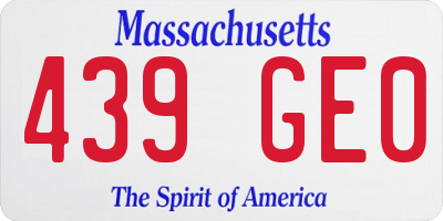 MA license plate 439GE0