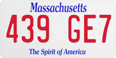 MA license plate 439GE7