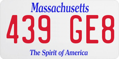 MA license plate 439GE8