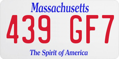 MA license plate 439GF7