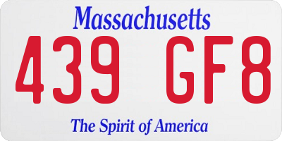 MA license plate 439GF8
