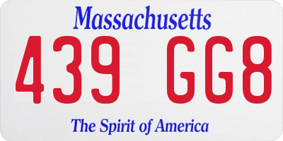 MA license plate 439GG8