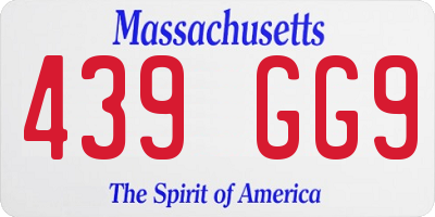 MA license plate 439GG9