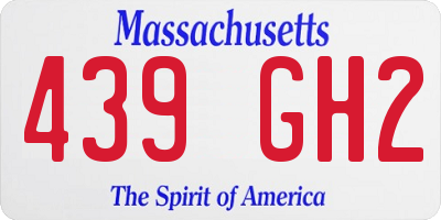 MA license plate 439GH2