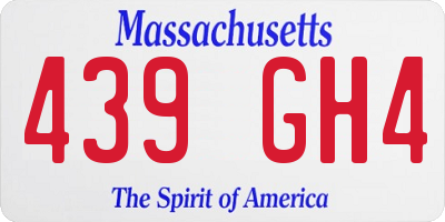 MA license plate 439GH4