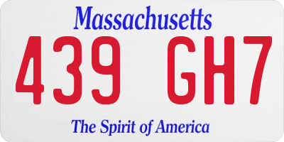 MA license plate 439GH7