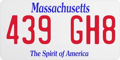 MA license plate 439GH8