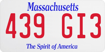MA license plate 439GI3