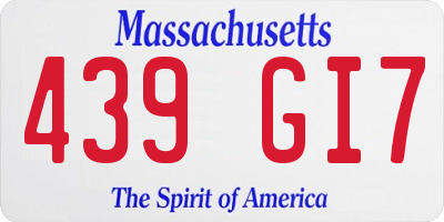 MA license plate 439GI7