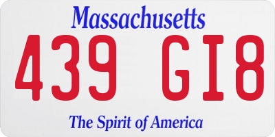 MA license plate 439GI8