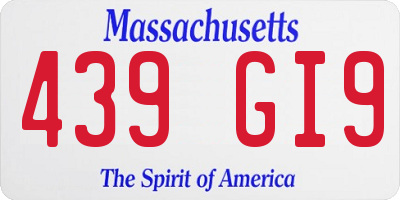 MA license plate 439GI9