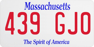 MA license plate 439GJ0