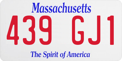 MA license plate 439GJ1