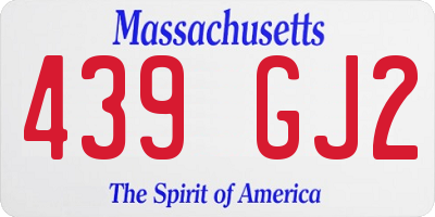 MA license plate 439GJ2