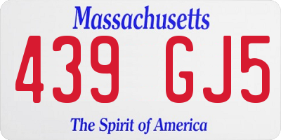 MA license plate 439GJ5