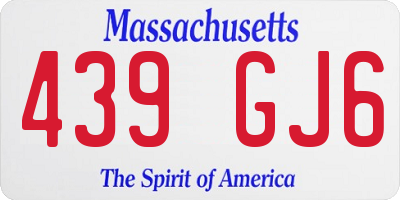 MA license plate 439GJ6