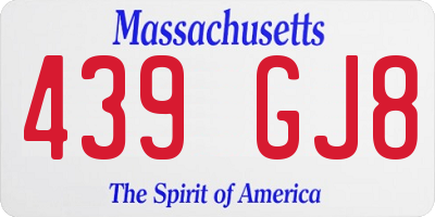 MA license plate 439GJ8