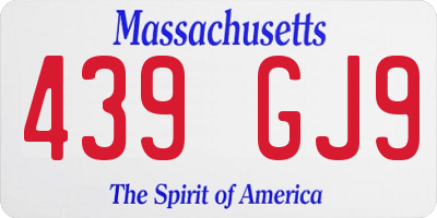 MA license plate 439GJ9