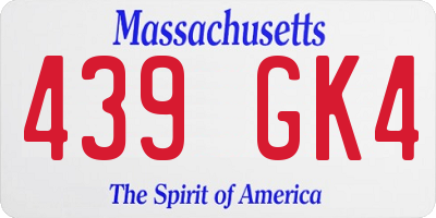 MA license plate 439GK4