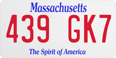 MA license plate 439GK7