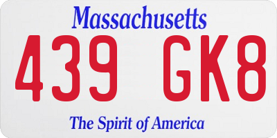 MA license plate 439GK8