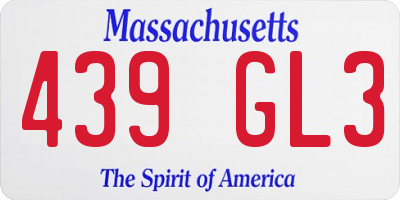 MA license plate 439GL3