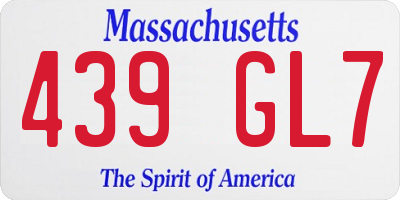 MA license plate 439GL7