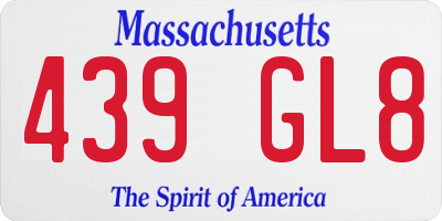 MA license plate 439GL8