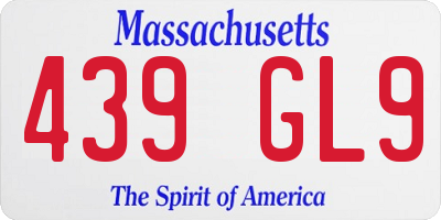MA license plate 439GL9