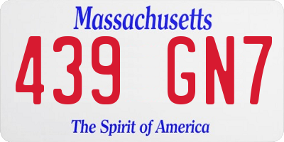 MA license plate 439GN7
