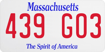 MA license plate 439GO3