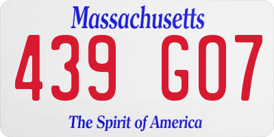 MA license plate 439GO7