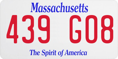 MA license plate 439GO8