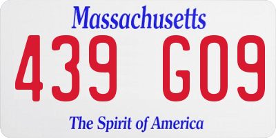 MA license plate 439GO9