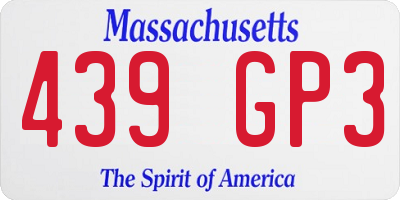 MA license plate 439GP3