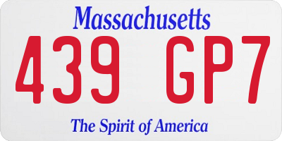 MA license plate 439GP7