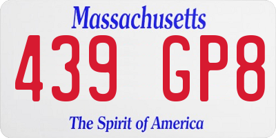 MA license plate 439GP8
