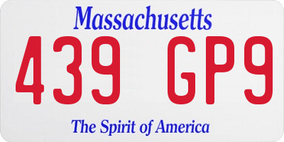 MA license plate 439GP9