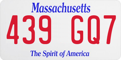MA license plate 439GQ7