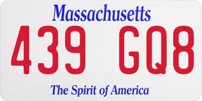 MA license plate 439GQ8
